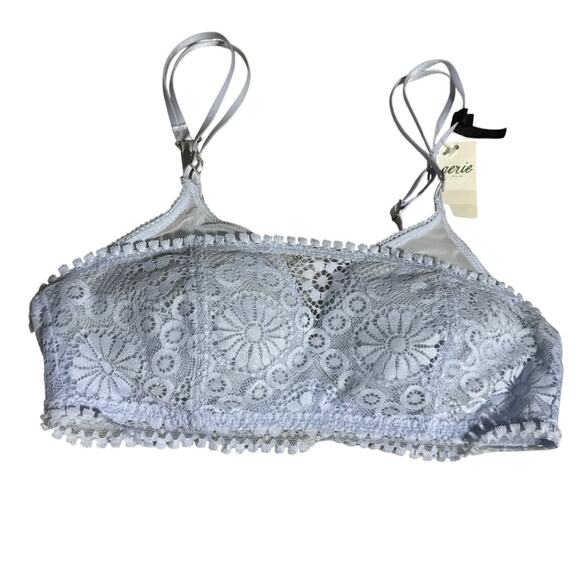 Brand New aerie Women's Size 32B Wireless Light Blue Laced Bra - Picture 1 of 9